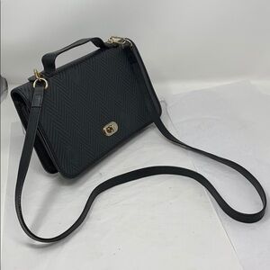 Mark Cross Gray Black Coated Logo Canvas Bag